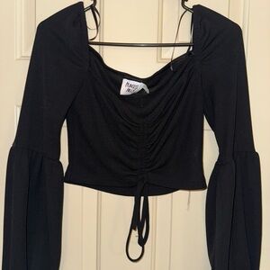 Black Ruched Long Sleeve Top
